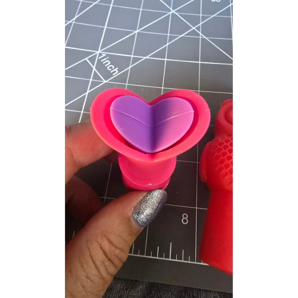 Silicone Wine Bottle Stoppers Set Pink Heart and Red Owl Reusable Barware Plugs